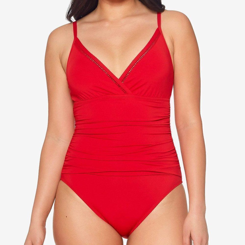 Bleu Rod Beattie Women's Red Surplice One Piece Swimsuit Size 4